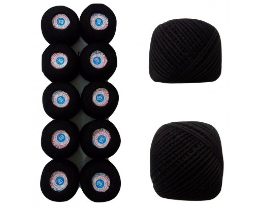BLACK - Set Lot of 10 - 6 Ply Strand - Cotton Thread Yarn Cross Stitch Embroidery	